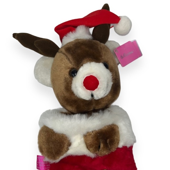 Vintage Bellissima Reindeer Stocking 18” Jingle Bell Christmas Decoration - Picture 3 of 6